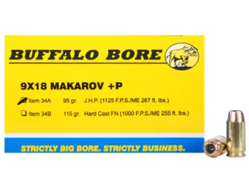 Buffalo Bore Ammunition 9x18mm (9mm Makarov) 95 Grain